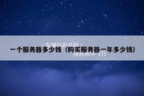 一个服务器多少钱（购买服务器一年多少钱）